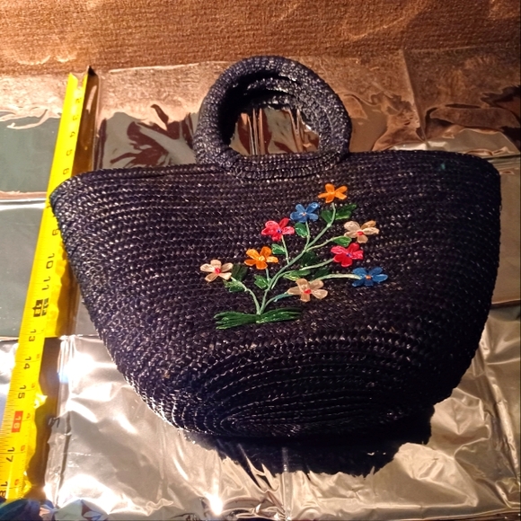 vintage floral straw bag - Picture 5 of 6